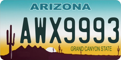 AZ license plate AWX9993