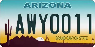 AZ license plate AWY0011