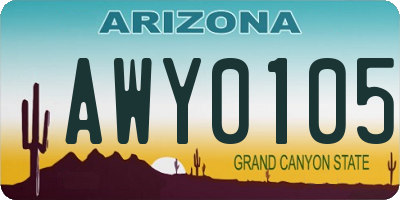 AZ license plate AWY0105