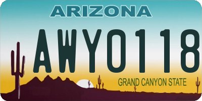 AZ license plate AWY0118