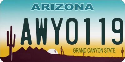 AZ license plate AWY0119