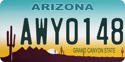 AZ license plate AWY0148