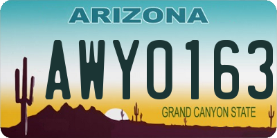 AZ license plate AWY0163