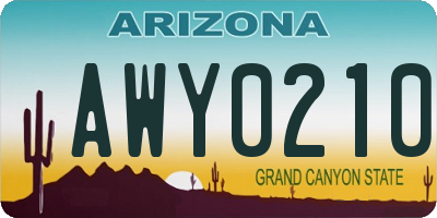 AZ license plate AWY0210