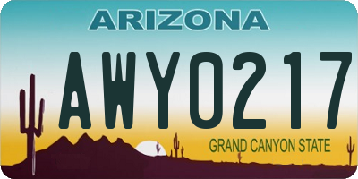 AZ license plate AWY0217