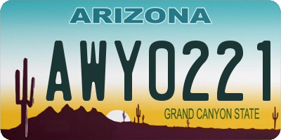 AZ license plate AWY0221