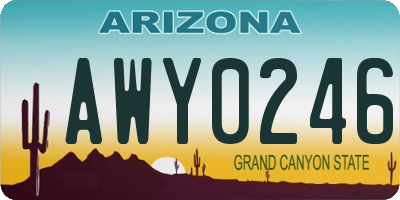 AZ license plate AWY0246