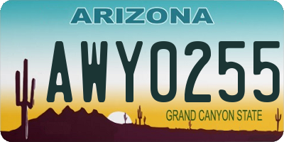 AZ license plate AWY0255