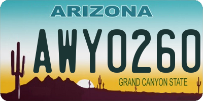AZ license plate AWY0260
