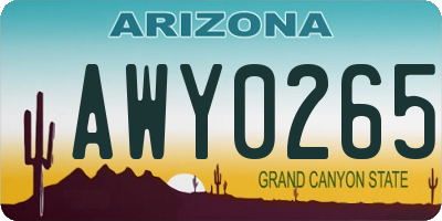 AZ license plate AWY0265