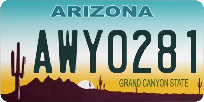 AZ license plate AWY0281