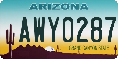 AZ license plate AWY0287