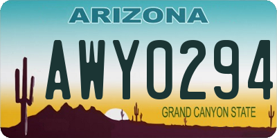AZ license plate AWY0294