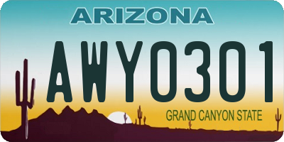 AZ license plate AWY0301