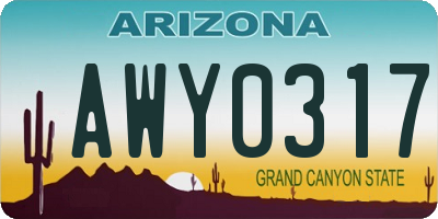 AZ license plate AWY0317