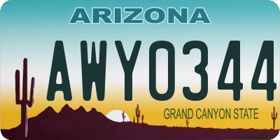 AZ license plate AWY0344