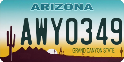 AZ license plate AWY0349