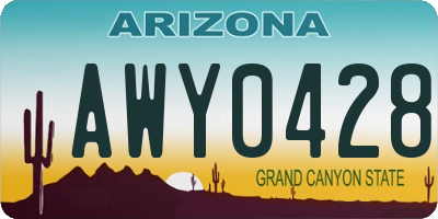 AZ license plate AWY0428