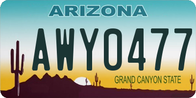 AZ license plate AWY0477