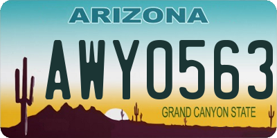 AZ license plate AWY0563