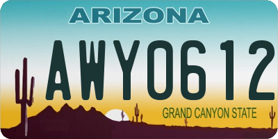 AZ license plate AWY0612