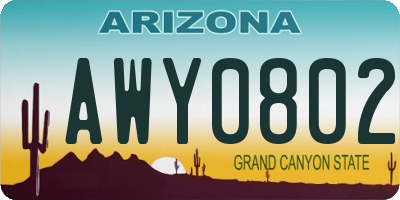AZ license plate AWY0802
