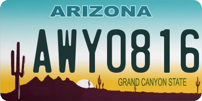 AZ license plate AWY0816