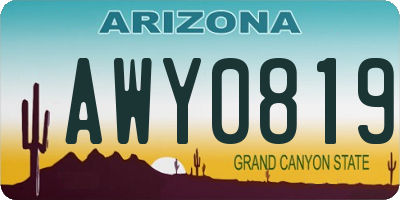 AZ license plate AWY0819