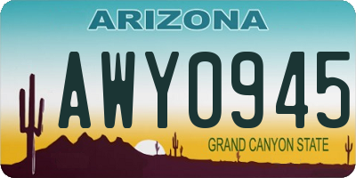 AZ license plate AWY0945