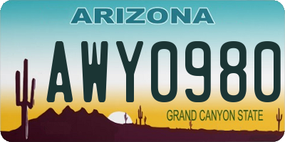 AZ license plate AWY0980