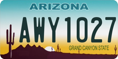 AZ license plate AWY1027