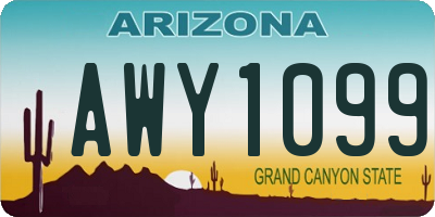 AZ license plate AWY1099