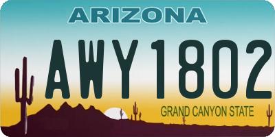 AZ license plate AWY1802