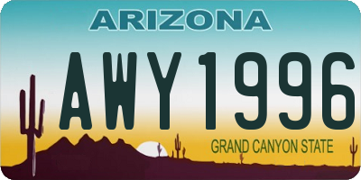 AZ license plate AWY1996