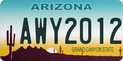 AZ license plate AWY2012