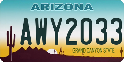 AZ license plate AWY2033