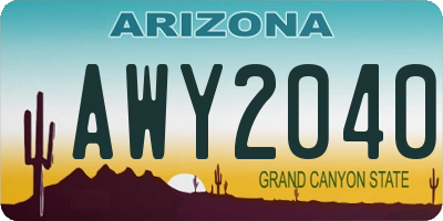 AZ license plate AWY2040