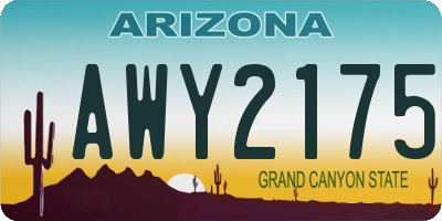 AZ license plate AWY2175