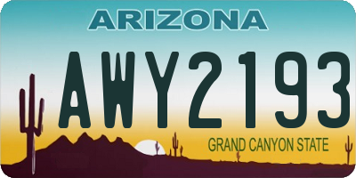 AZ license plate AWY2193