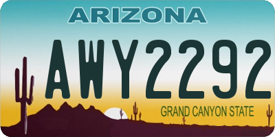 AZ license plate AWY2292