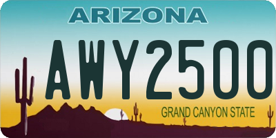 AZ license plate AWY2500