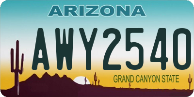 AZ license plate AWY2540