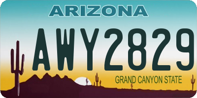 AZ license plate AWY2829