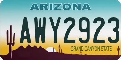 AZ license plate AWY2923