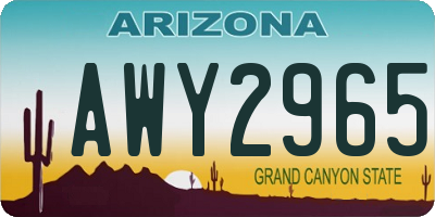 AZ license plate AWY2965