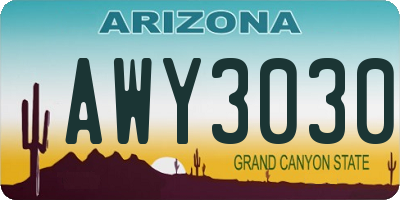 AZ license plate AWY3030
