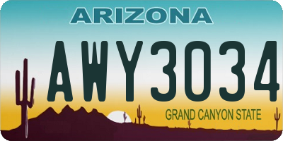 AZ license plate AWY3034