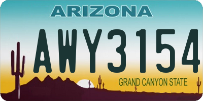AZ license plate AWY3154