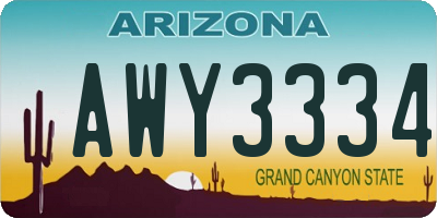 AZ license plate AWY3334