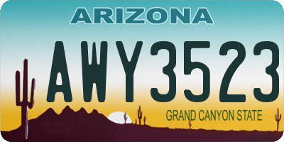 AZ license plate AWY3523
